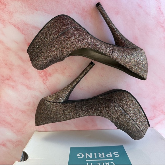 NEW Call It Spring Gold Silver Multicoloured Glitter Heels Pumps Sz 8 with Box - Picture 7 of 9